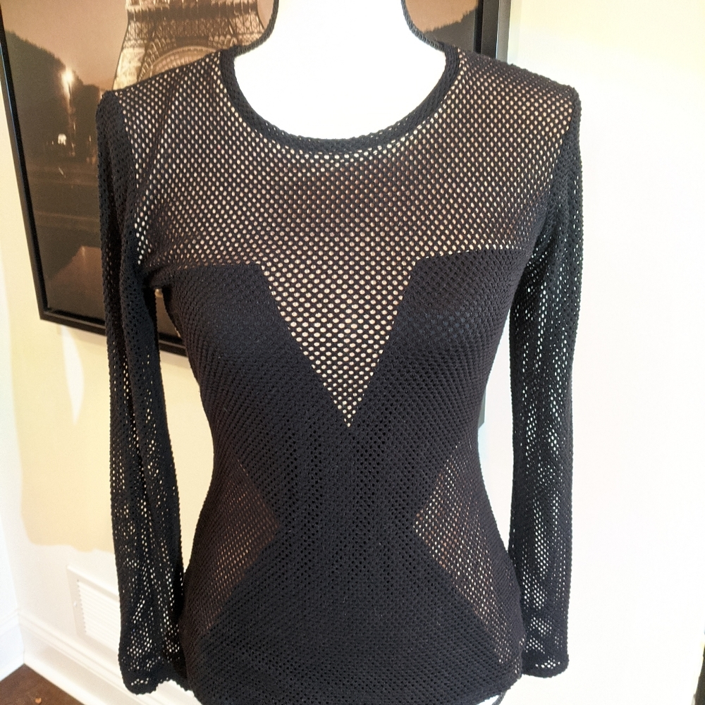 BCBGMAXAZRIA black/tan X top. Sz S - Picture 7 of 11